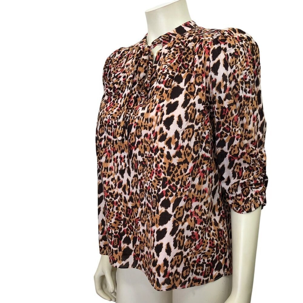 GIBSON LATIMER‎ $69 TIE FRONT SPLIT ROUND NECK TOP SM NWT